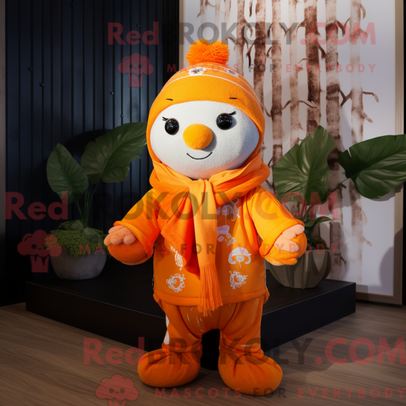 Fantasia de mascote de tangerina com macacão e cachecóis - Mascotes laranja - REBROKO_301128 - RedBrokoly.com