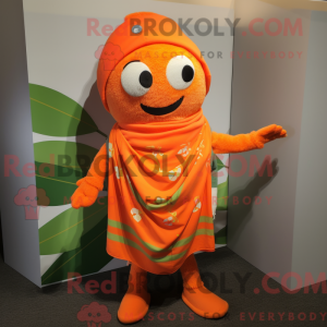 Fantasia de mascote de tangerina com macacão e cachecóis - Mascotes laranja - REBROKO_301129 - RedBrokoly.com