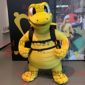 Gul Anaconda maskot kostume...