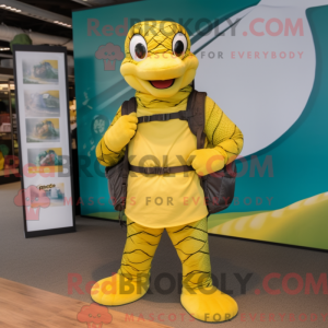 Gul Anaconda maskot kostume...