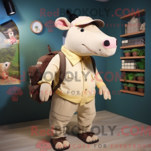 Beige Tapir maskot kostume...