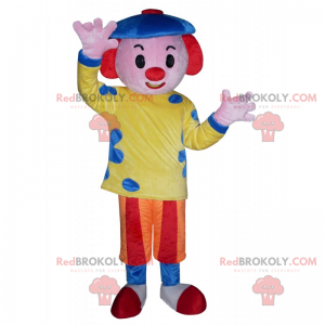 Mascote do personagem de circo - Palhaço com boina -