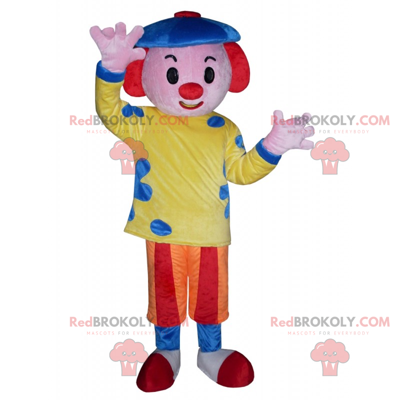 Mascota de personaje de circo - Payaso con boina -