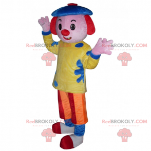 Mascota de personaje de circo - Payaso con boina -
