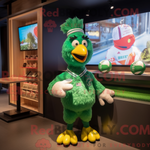 Green Hens mascot costume...