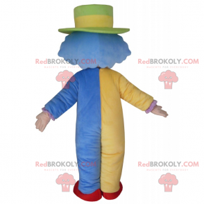 Mascota de personaje de circo - payaso multicolor -