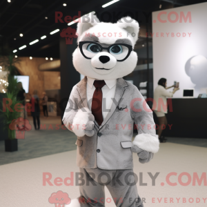 Gray Ermine mascot costume...