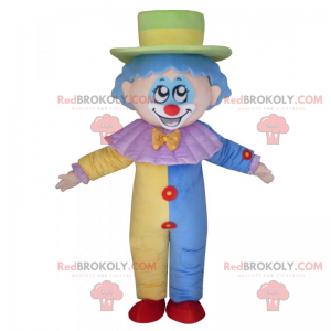 Mascota de personaje de circo - payaso multicolor -