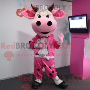 Maskottchenkostüm Rosa Kuh...
