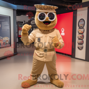 Tan Soldier maskot kostume...