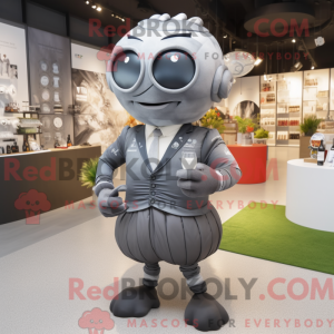 Gray Rugby Ball mascot...