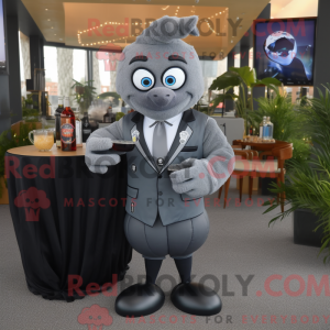 Gray Rugby Ball mascot...