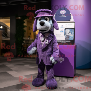 Paarse hond mascottekostuum...