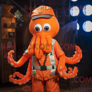Orange Kraken maskot...