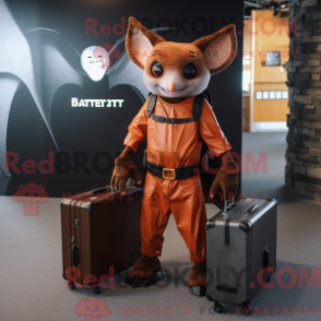 Máscara Rust Bat com caraterísticas drásticas com um macacão e um casaco - Mascotes de morcegos de fruta - RedBrokoly.com