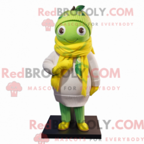 Fantasia de mascote de limão verde com suéter e cachecóis - Mascotes de limão - REBROKO_301358 - RedBrokoly.com