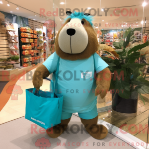 Turquoise Capybara mascot...