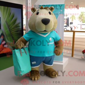 Turquoise Capybara mascot...