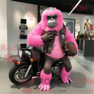 Pink Gorilla maskot kostume...