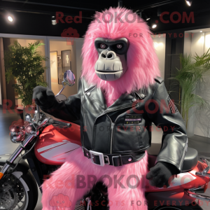 Pink Gorilla maskot kostume...