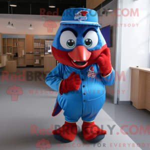 Red Blue Jay mascot costume...