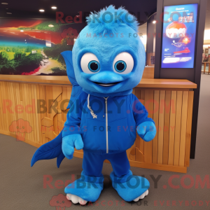 Blå Betta Fish maskot...