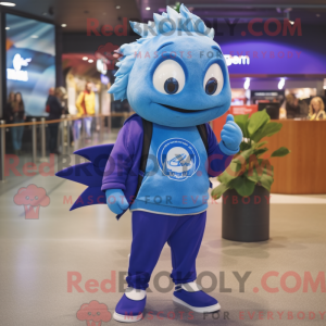Blå Betta Fish maskot...