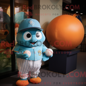 Cyan Pumpkin maskot kostume...