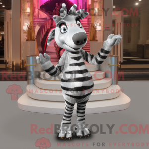 Sølv Zebra-maskotdraktfigur...
