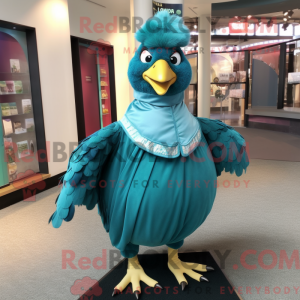 Teal Chicken mascot costume...