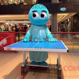 Turquoise pingpongtafel...