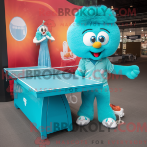 Turquoise pingpongtafel...