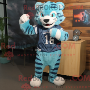 Blågrøn Tiger maskot...