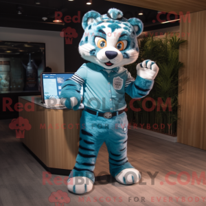 Teal Tiger mascot costume...
