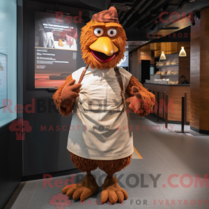 Fantasia de mascote de frango tandoori marrom com macacão e cachecóis - Mascotes Frango Tandoori - RedBrokoly.com