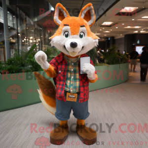 Fox-mascottekostuum gekleed...
