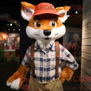Fox-mascottekostuum gekleed...