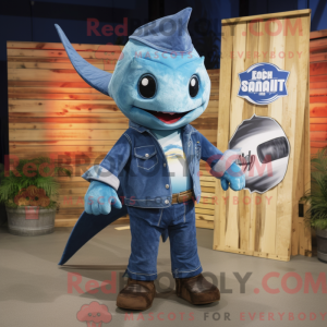 Blå sværdfisk maskot...