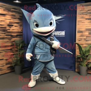 Blå sværdfisk maskot...