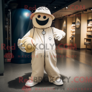 Cream Petanque Ball mascot...