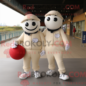 Cream Petanque Ball maskot...