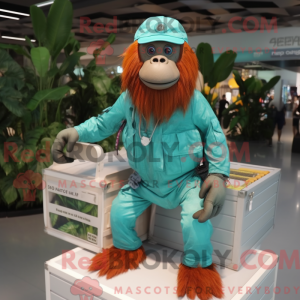 Cyan orangutang maskot...