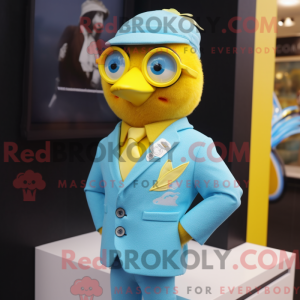 Cyan Canary maskot kostume...