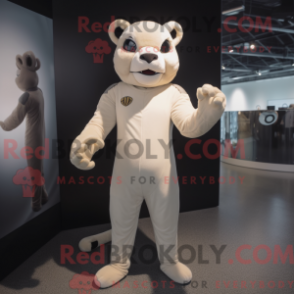 Fantasia de mascote Pantera bege com macacão e faixas - Pantera Mascotes - REBROKO_301845 - RedBrokoly.com
