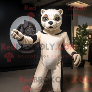 Fantasia de mascote Pantera bege com macacão e faixas - Pantera Mascotes - REBROKO_301847 - RedBrokoly.com