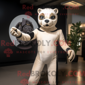 Fantasia de mascote Pantera bege com macacão e faixas - Pantera Mascotes - REBROKO_301847 - RedBrokoly.com