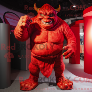 Red Ogre maskot kostume...