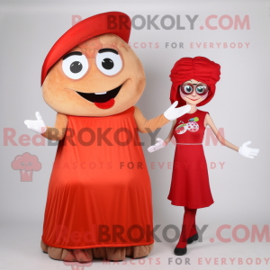 Rød Pizza-maskotdraktfigur...