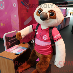 Pink Sloth maskot kostume...