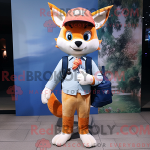 Peach Fox-maskot draktfigur...